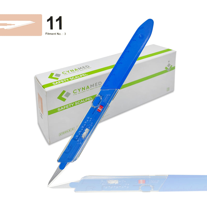 [Australia - AusPower] - Cynamed Premium Disposable Scalpel w/Retractable Blade and Measurement Scales for Craft, Dermaplaining, Dermatology, Podiatry, Laboratory, Surgical, Dental, Veterinary & More (#11) #11 