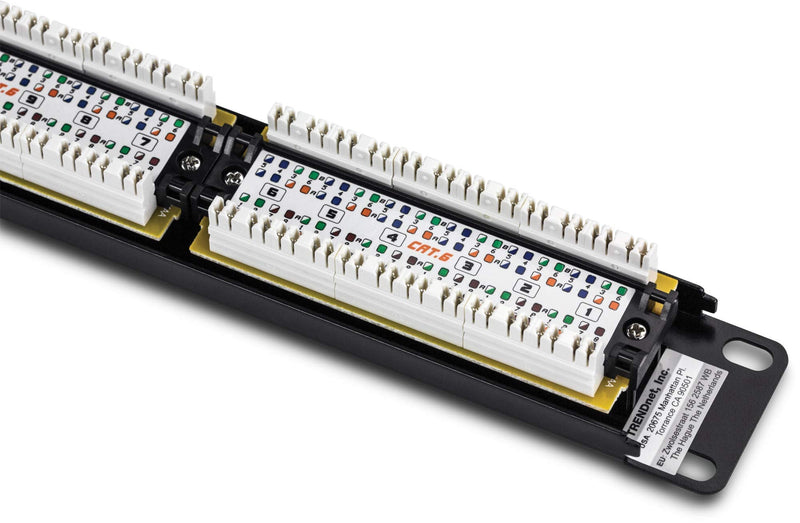 [Australia - AusPower] - TRENDnet 24-Port Cat6 Unshielded Patch Panel, Wallmount or Rackmount, Compatible with Cat3,4,5,5e,6 Cabling, For Ethernet, Fast Ethernet, Gigabit Applications, Black, TC-P24C6 24 Port Patch Panel 