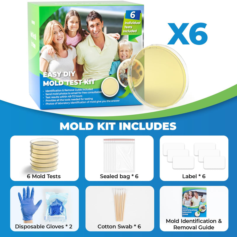 [Australia - AusPower] - Mold Test Kit for Home - 6 PCS DIY Mold Detector with Detailed Identification Guide, Perfect for Air Quality Tester & Black Mold Testing Kit in HVAC Systems & Home Surfaces 