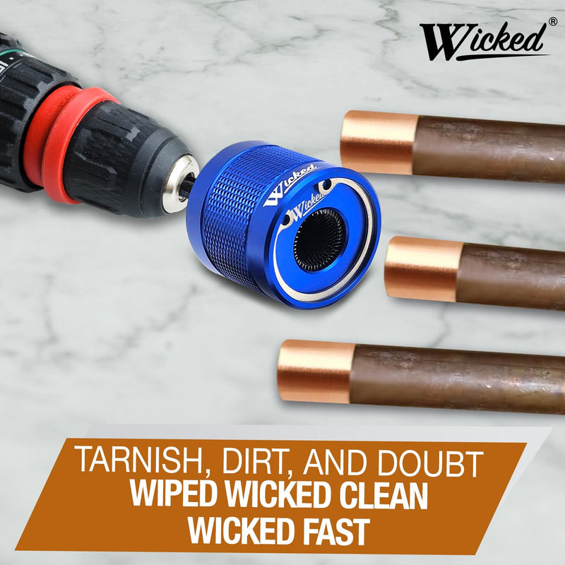 WICKED 1/2’’ Copper Pipe Cleaner, The Original Fully Repairable Extreme Duty, Professional Plumber’s Tool, Industrial Strength Aircraft Grade Aluminum, Tradesmen Quality/Durability 1/2" Single Brush