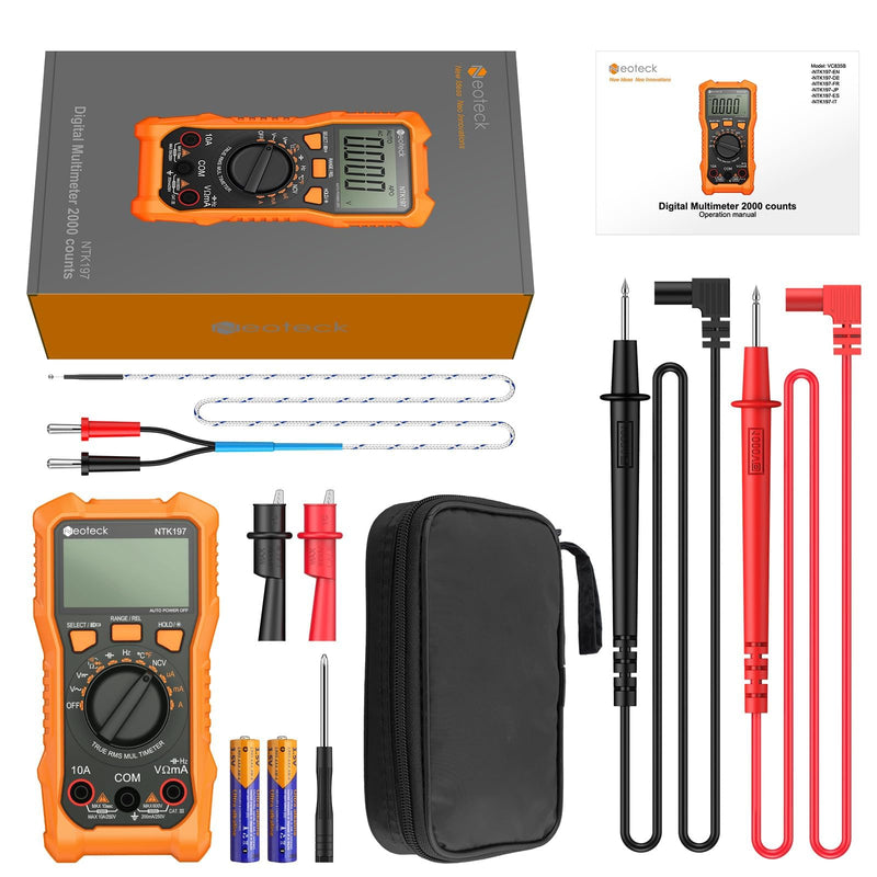 [Australia - AusPower] - Neoteck 2000 Counts Digital Multimeter Voltmeter Tester with NCV, LCD for AC/DC Voltage&Current, Resistance, Capacitance, Live Wire, Frequency, Temperature, Duty Cycle, Continuity, Diode Measuring 