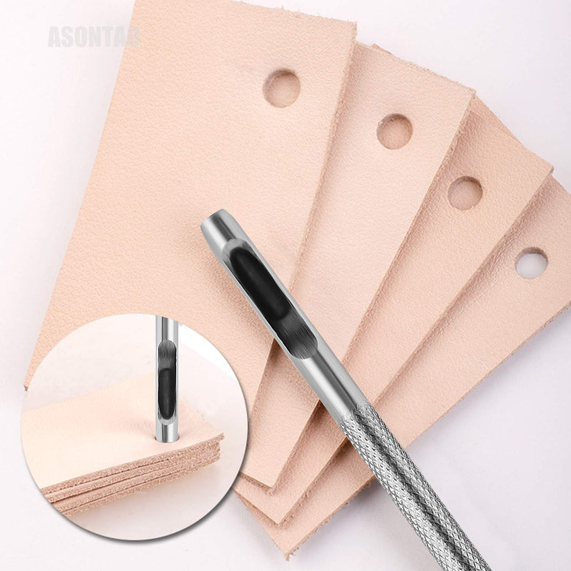 [Australia - AusPower] - 6PCS Hollow Leather Hole Punch Set (1.5mm-4mm) for Belts, Watch Bands, Leather Craft, Round Hole Punch Tool for Belt, DIY, Leatherworking, Repair Tools -ASONTAO Hole Punch Silver 