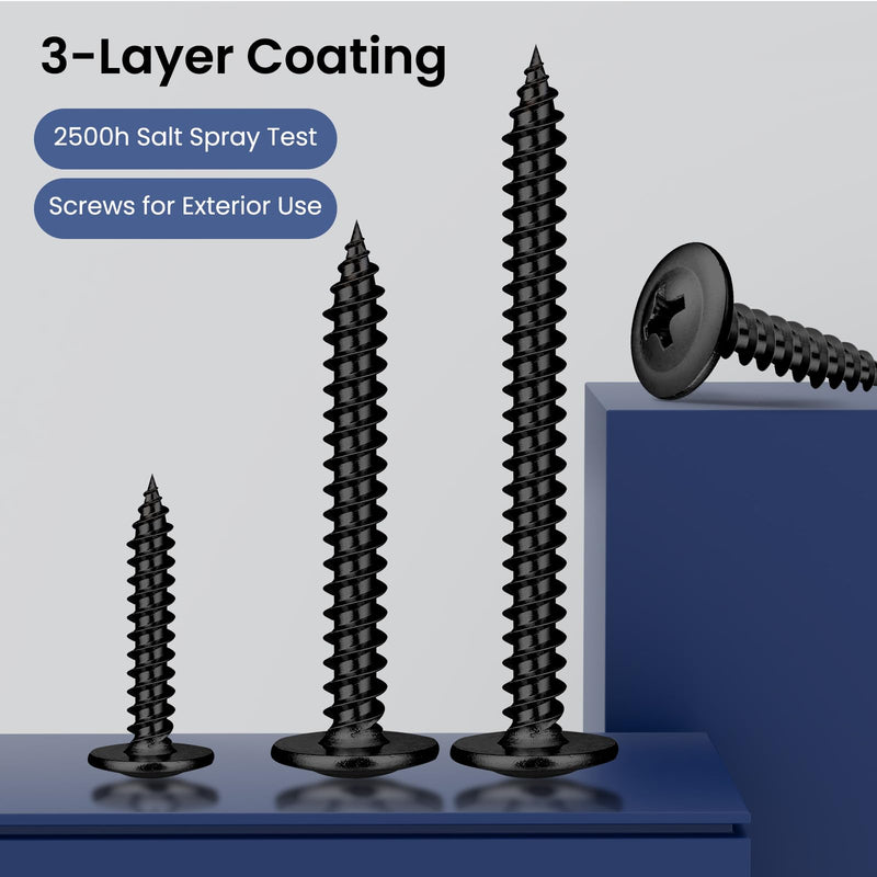 [Australia - AusPower] - #8 x 1-1/2 Inch Wood Screws Phillips Modified Truss Head Stainelss Steel 410 Self Tapping Metal Screws,Black Zinc Plated(1Ib,125Pcs) 8 x 1-1/2" 1lb Box 