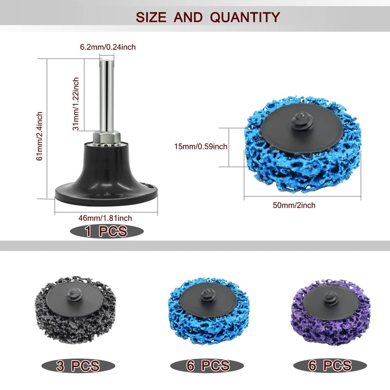 [Australia - AusPower] - Wkamamo Pack of 15 CSD Sanding Disc, 2 Inch Coarse Sanding Disc, Sanding Disc, Roller Sanding Disc, Nylon Fabric Disc for Surface Processing or Paint Removal, Polishing 