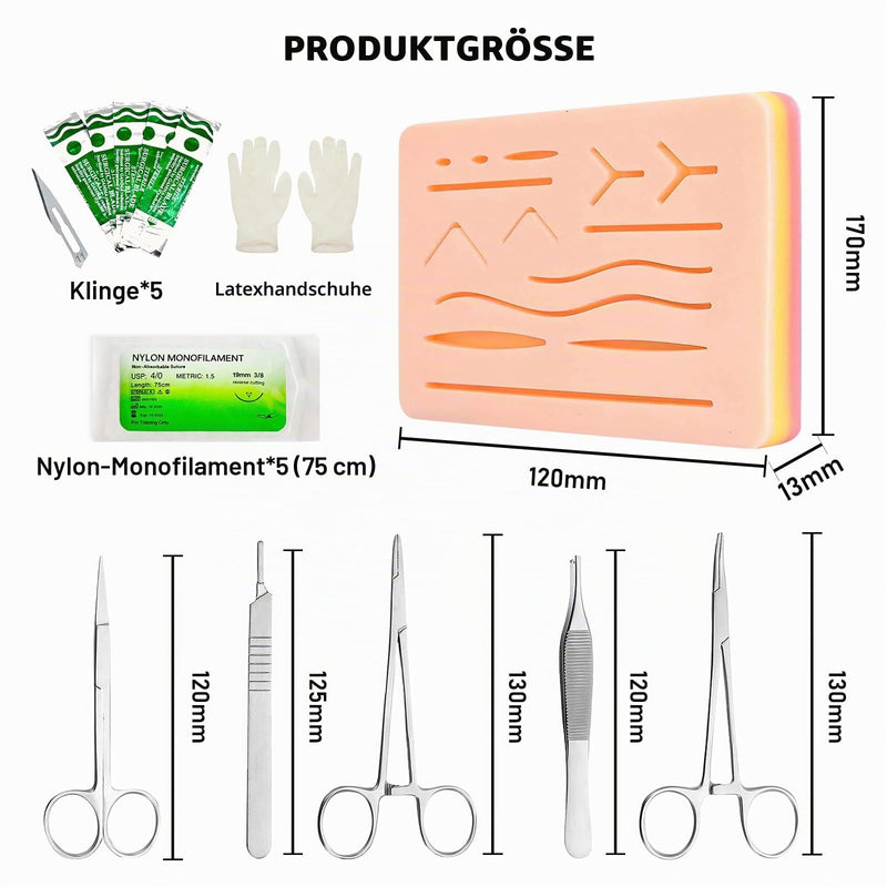 Surgical Suture Kit - Suture Practice Kit with Silicone Suture Pad, Suture Material Surgery, Wound Suture Exercise Set with Instruments and Threads, Gift for Medical Students & Veterinarians