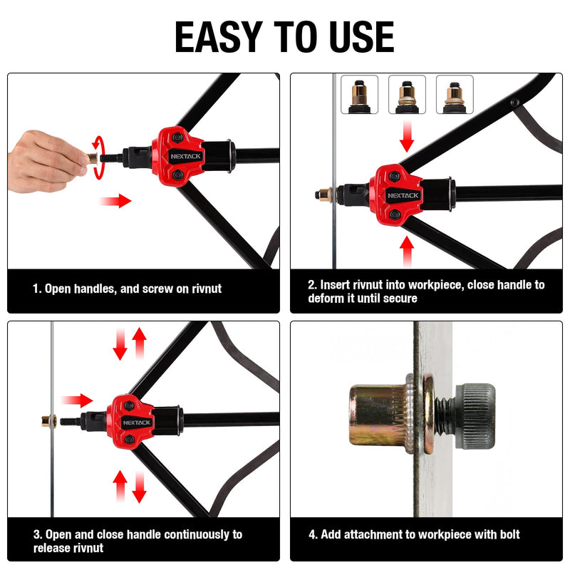 [Australia - AusPower] - Rivet Nut Tool Mandrel Tip & Nosepiece Set 6-32, 10-32 & 20 Rivet Nut Kit for NEXTACK NT600, NT700 & NT800, Rivnut Tool 607 & 1442 Swap Spare Parts, Nutsert Kit Accessories 6-32, 10-32 mandrel & 20 rivnuts 