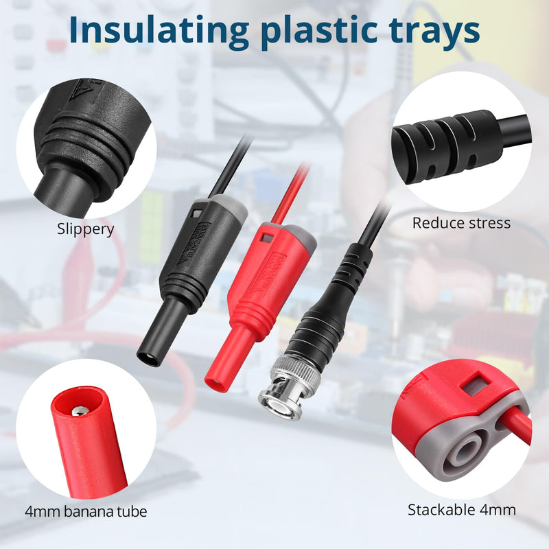 [Australia - AusPower] - Oscilloscope Accessories Probes Kit BNC Connecter Automotive Test Leads– 20:1 Attenuator,Back Probe Pins & 3M BNC to Banana Cable – Heavy-Duty Test Leads for Car Diagnostics,Sensor Testing 