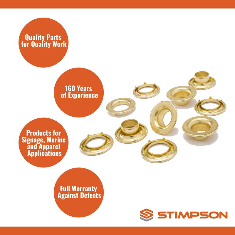 [Australia - AusPower] - Stimpson 2GWSSM100 Marine Grade Stainless Steel Sheet Metal Grommet & Washer Set, Durable & Heavy-Duty, 3/8 Inch Grommet, 100 Sets of Steel Grommets, Stainless Washer for Wiring & Hole Plug Assortment 100 pieces of Each 