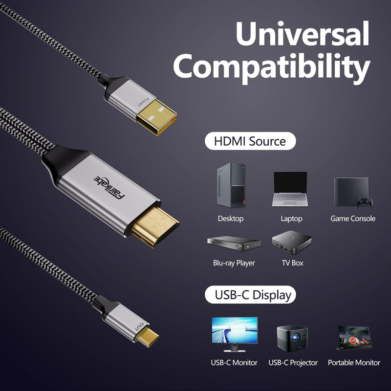 HDMI to USB C Adapter Cable 4K60Hz 6.6FT, HDMI Source Out to USB Type C in Display Converter, Compatible with Xreal Air, Nreal, RayNeo,Rokid AR Glasses, Steam Deck Dock, PS5, Xbox, Portable Monitor