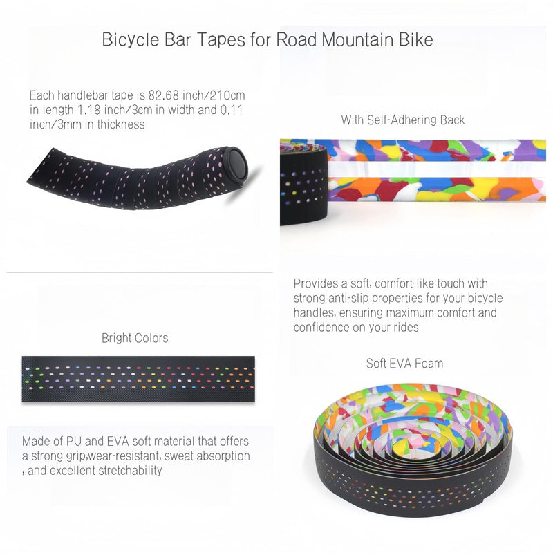 Bike Handlebar Tapes for Road Bike Mountain Bike MTB Bicycle Self-Adhesive Anti-Slip Comfortable Grips Handlebar Tape Sweat Absorption Design Tapes with End Plug,Blue Blue