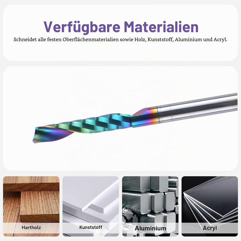 SpeTool Aluminum Milling Cutter 4 mm Shank CNC Wood Solid Carbide 22 mm Cutting Length End Mill with DLC Coating for Aluminum and Plastic Pack of 5 Dia4-Lenth22