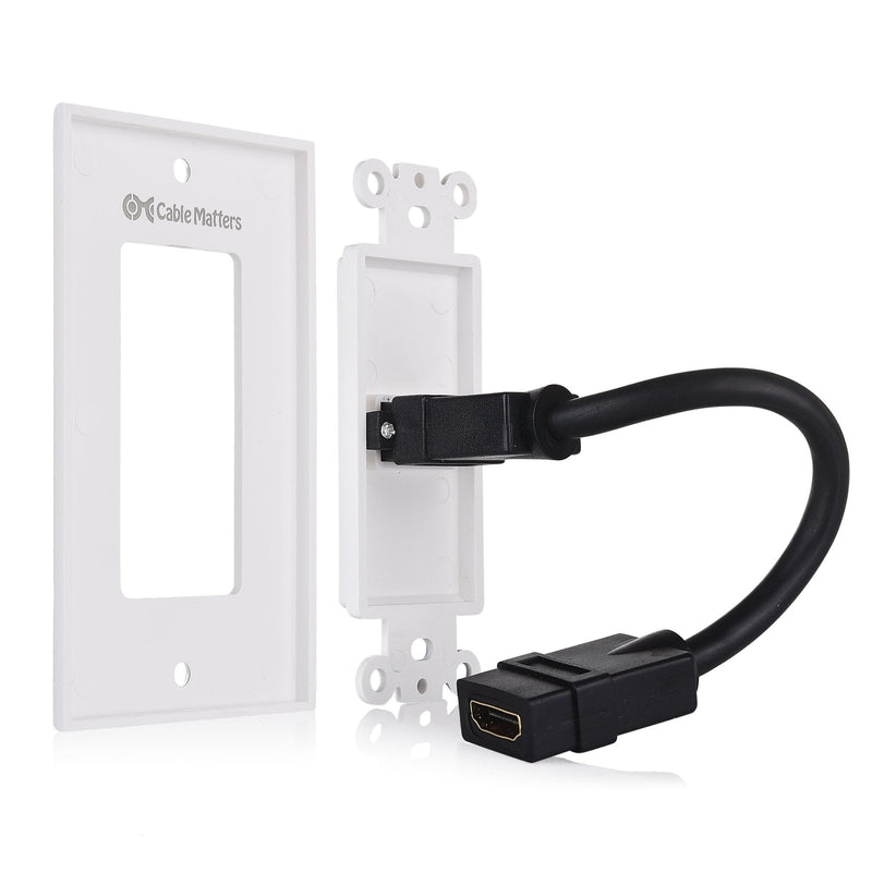 [Australia - AusPower] - Cable Matters 2-Pack 1-Port HDMI Wall Plate in White (4K UHD, ARC, and Ethernet Pass-Thru Support) 