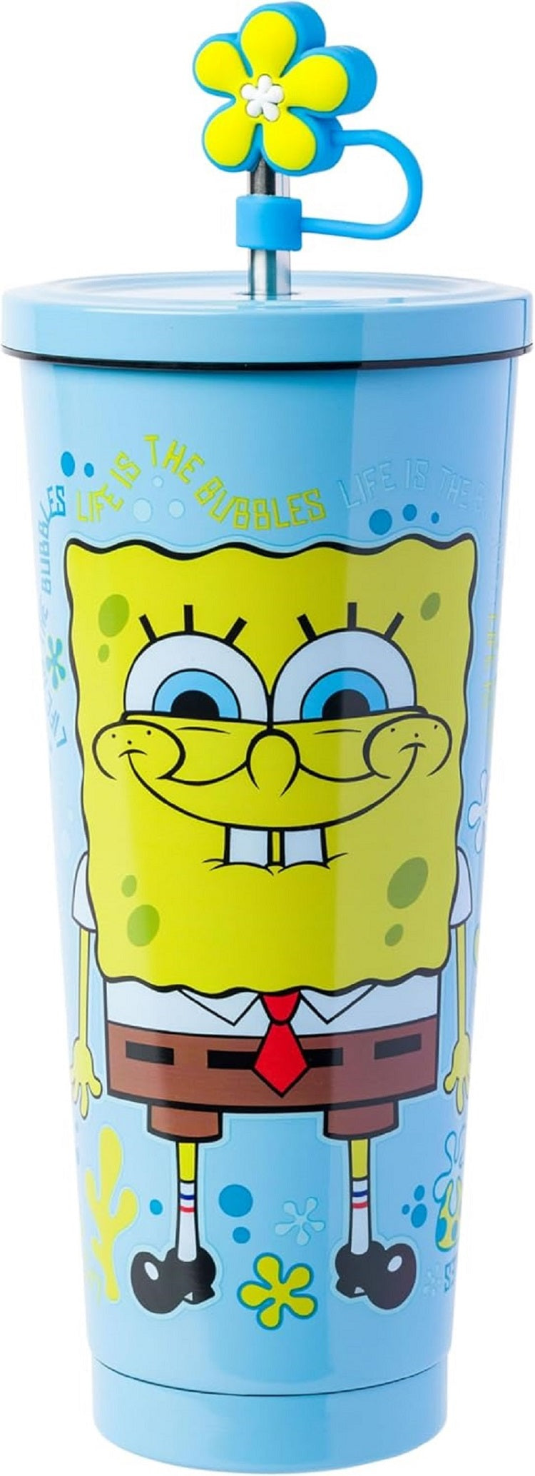 Silver Buffalo Spongebob Squarepants, Stainless Steel Tumbler, 24oz Life is the Bubbles
