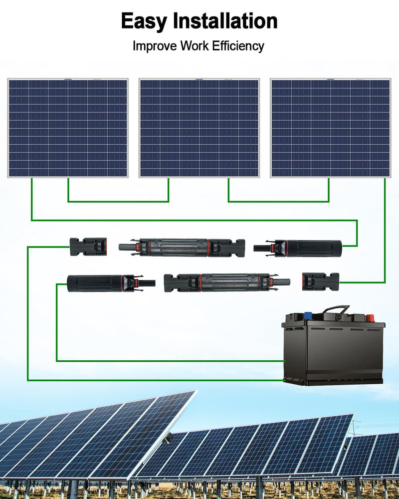 25A -1000V Solar Fuse Holder Inline with 5PCS Male and Female Connector, Weatherproof and Fire-Safe PV in-Line Fuse, 10PCS Black