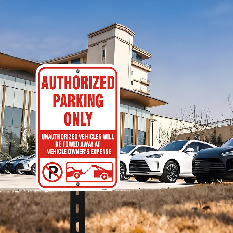 2 Pack Authorized Parking Only Signs - Unauthorized Towed At Owner's Expense.18x12 Inch Reflective Rust-Free Aluminum, Weatherproof & UV Protected, Easy to Mount for Business & Property Use