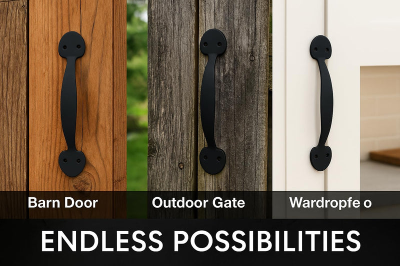 2-Pack 9 Inch Oval Tapered Barn Door Handle - Black Cast Iron Pull for Sliding Doors, Gates, Sheds, Fences, Closets - Indoor Outdoor Farmhouse Hardware 9" - 2 Pack