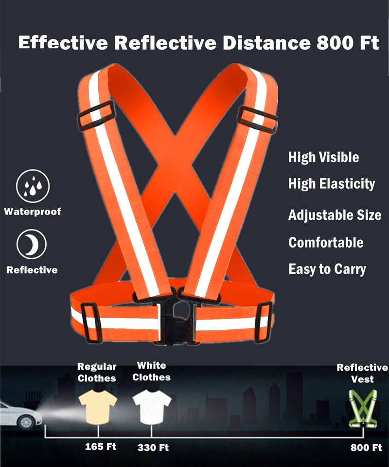 Reflective Vest, High Visibility Safety Vest Straps Reflective Gear for Night Running Walking Cycling for Men Women Kids Orange 10