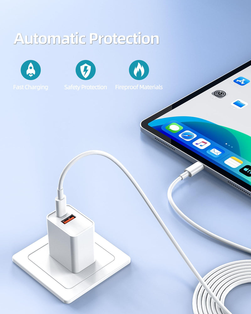 [Australia - AusPower] - 20W [for Apple MFi Certified] Fast Charger for iPad 9th Generation Gen 2021 10.2 inch Tablet with 6.6 Ft Charging Cable A2602 A2604 A2603 A2605 AC Power Supply Adapter Cord 