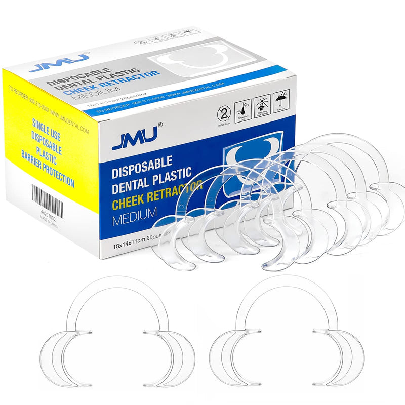 [Australia - AusPower] - JMU 20 Pcs Dental Cheek Retractors Medium, Autoclavable Mouth Opener, Individually Packaged, C-Shape M 