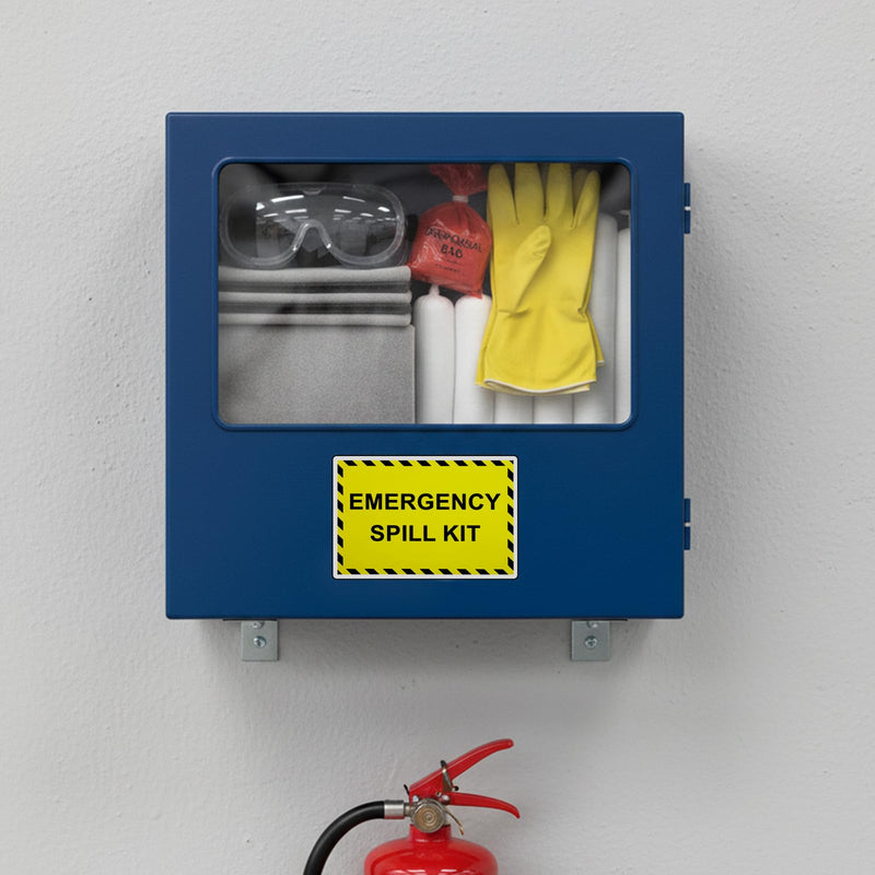 20 Pcs Emergency Spill Kit Label Decal - 5" x 3.5" Vinyl Self Adhesive Emergency Safety Warning Waterproof Sign for Industrial Hazmat Facilities Notices, Spill Kit Station 20