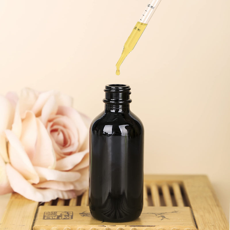 [Australia - AusPower] - 1 oz UV Resistant Dropper Bottle 12 Pack Black Glass Boston Bottles 30ml with Eye Droppers Black Caps for Essential Oils, Perfume, Leak Proof Travel Bottles for Liquids UV Black 1oz,12pcs 