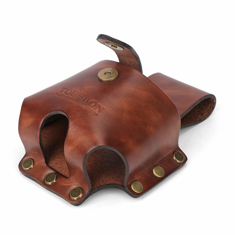 TOURBON Leather Tape Measure Pouch Belt Tool Carrier Holder