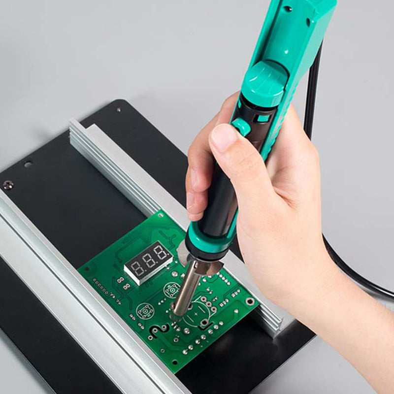YIHUA 929D-V Electric Vacuum Desoldering Iron, Soldering Iron, Suction Desoldering Pump with Shorter Charging Handle and Desoldering Nozzles 1.0 mm 1.2 mm 2.0 mm for Through Soldering (EU Plug)
