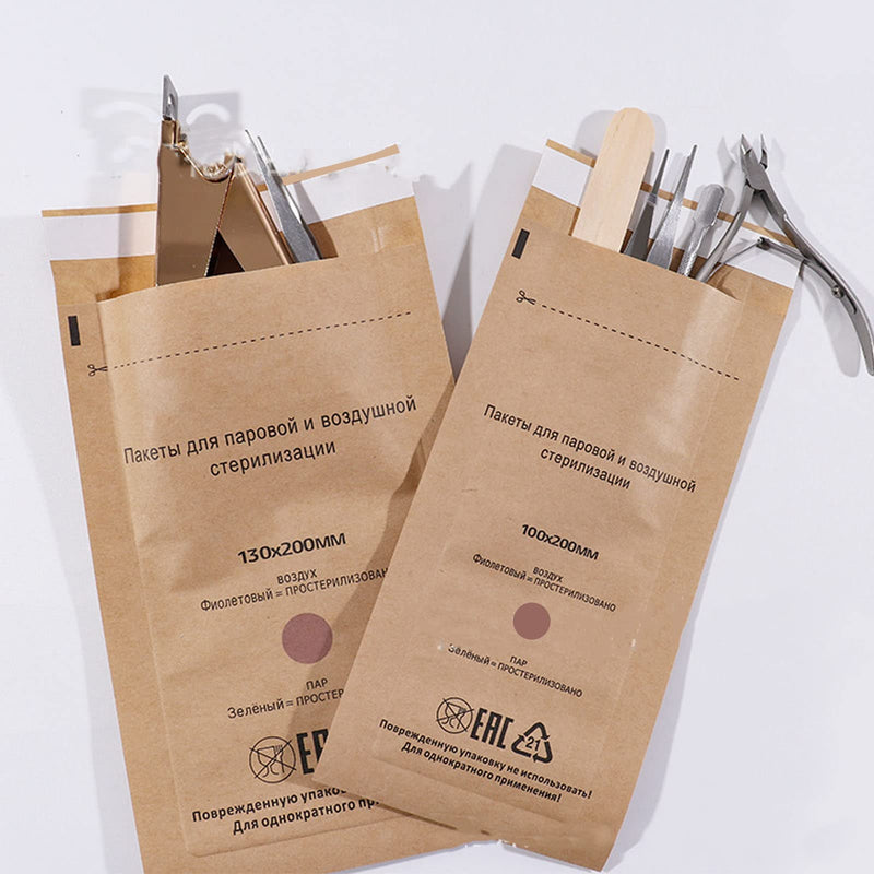 Disposable Self-Sealing Sterilisation Bag, 100 Pieces Sterilisation Autoclave Bags for Nail Tools, Dental Sterilisation Bag, 3.9 x 7.9 inches