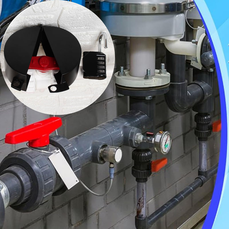 Gate Valve Locking Device (With Password Lock) Gate Valve Lock, Outdoor Faucet Lock, Removable and Easy to Use, Can Prevent Water Theft Black