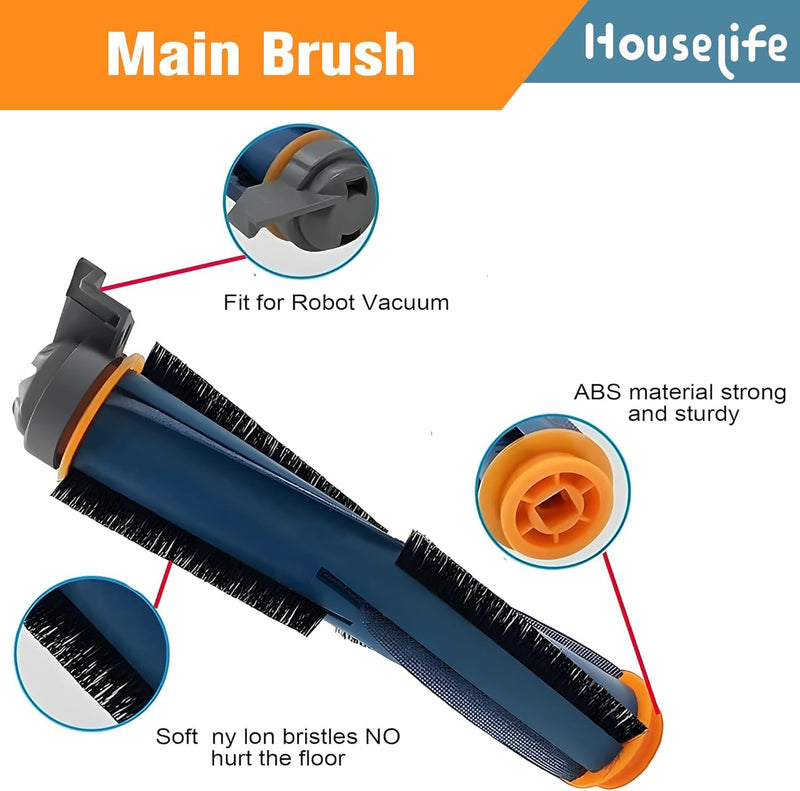 Replacement Parts Kit Compatible with Shark AV2310AE RV2310AE Matrix Robot Vacuum(Not for RV2300/RV2310), 1 Main Brush Roller, 6 Side Brushes, 2 Dustbin Filters, 2 Foam Filters and 1 Cleaning Tool Dark Blue