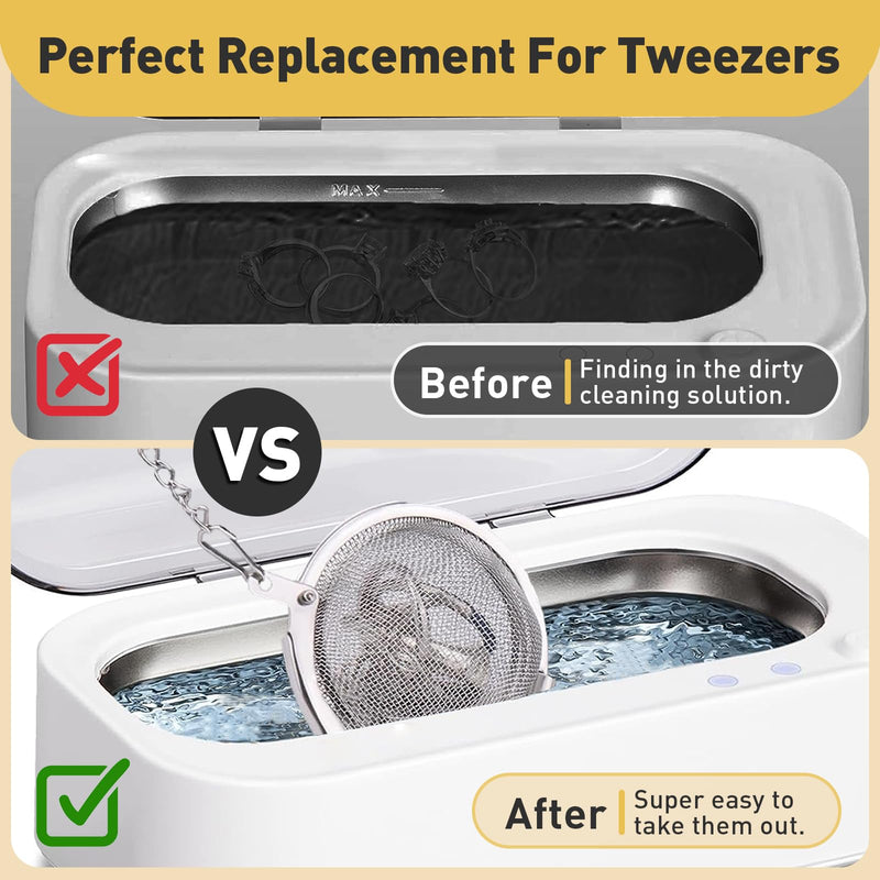 [Australia - AusPower] - Ultrasonic Cleaner Basket, 2Pcs Stainless Steel Basket for Ultrasonic Jewelry Cleaner, Jewelry Steam Cleaner Basket Small Parts Washing Basket for Jewelry, Watch Parts 