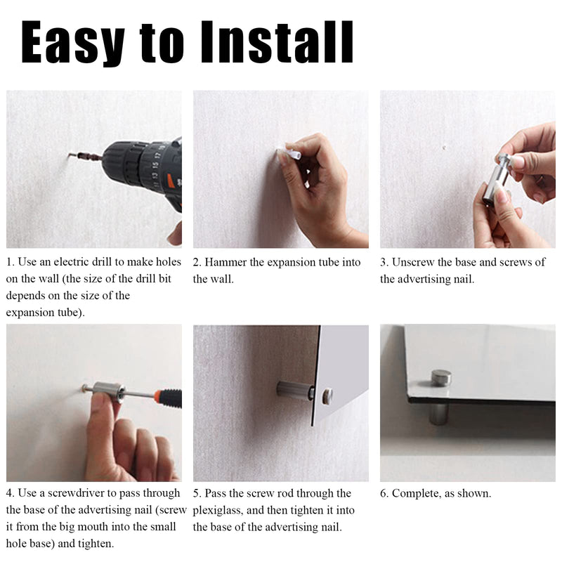 [Australia - AusPower] - Luomorgo 12 Pcs 3/4" x 3.15" Stainless Steel Standoff Screws, Wall Sign Standoff Mounting Hardware Advertising Glass Standoff Nail for Hanging Acrylic Picture Frame, Silver Silver, 12 Pcs 3/4" x 3.15" / 19 x 80mm 