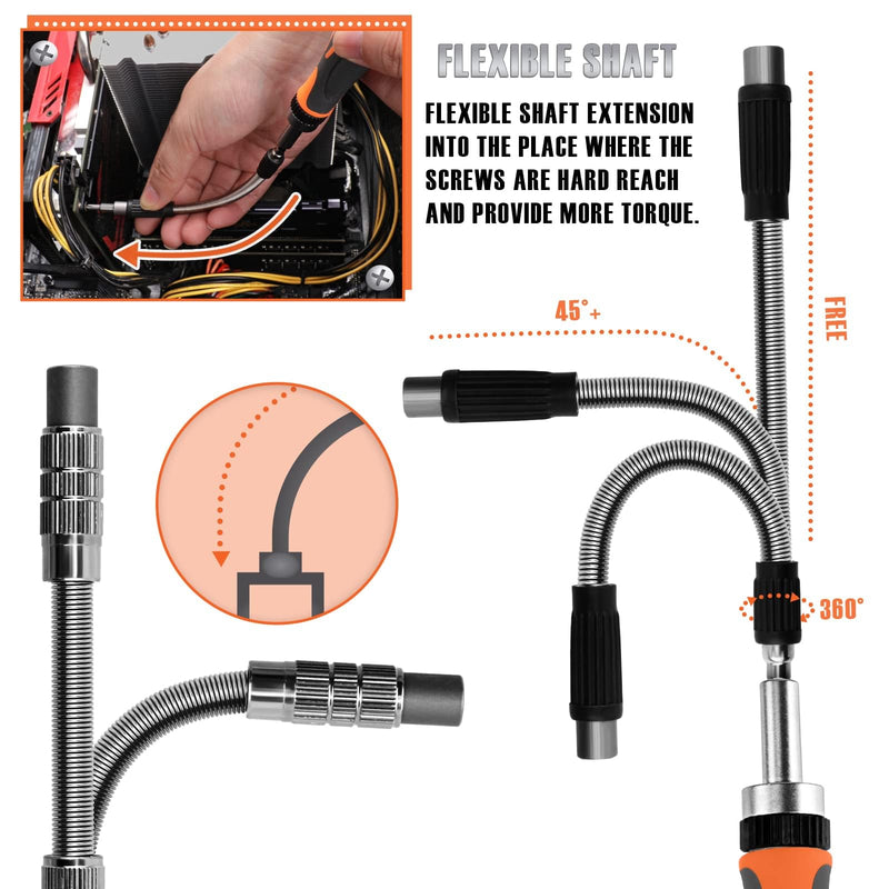 Ratcheting Screwdriver Set - BTEC 68 in 1 Socket Set & Magnetic Screwdriver Bit Set with Rotatable Ratchet Handles,extensions bar and Storage Case for Computer/Bike/Car/Electronics Maintenance