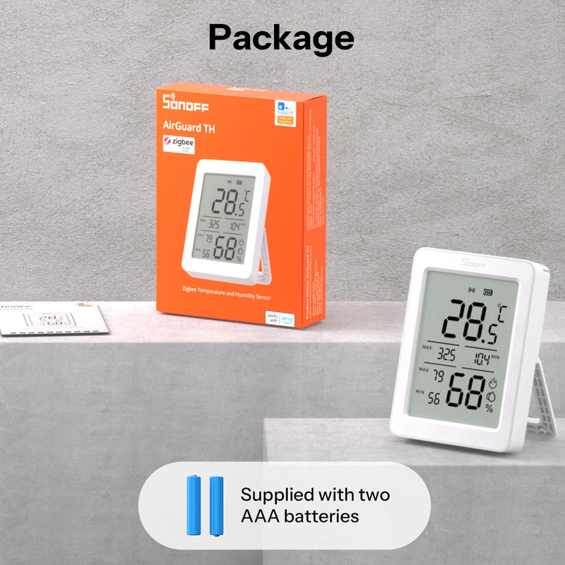 SONOFF AirGuard TH, Indoor Smart Zigbee Temperature and Humidity Sensor, 3.6'' LCD Display, App Monitoring with Charts, Notification Alerts, Data Export, Remote Data Display 1