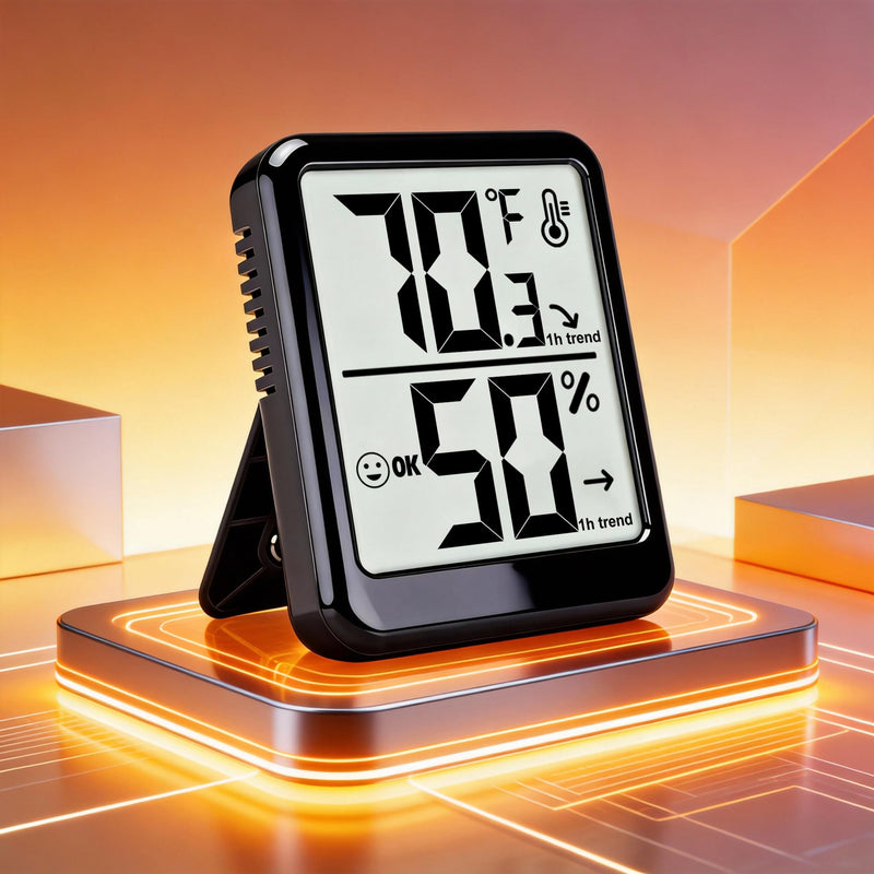 Room Thermometer Indoor Hygrometer Humidity Meter Gauge Digital Temperature and Humidity Sensor Monitor for Home Office House Pets Plants - AAA Battery Included Black - Upgraded Version 1 - Pack