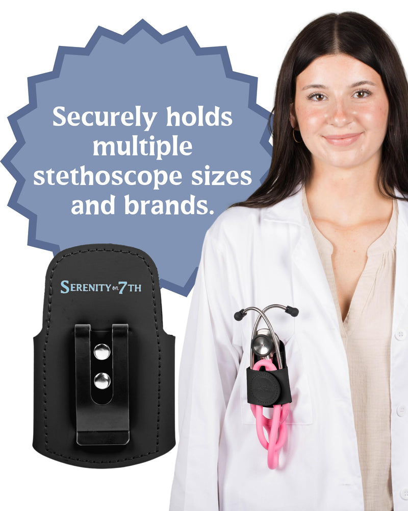[Australia - AusPower] - Stethoscope Holder with Cute & Hygienic Design (Black) | Stethoscope Holder Hip Clip in Gift Box | Lightweight with Durable Adhesive | Nurse Accessories | Holds Multiple Brands including Litmann Black 
