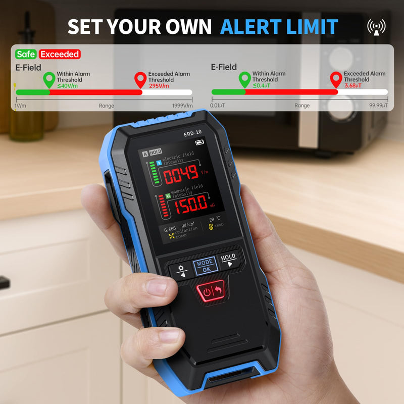 EMF Meter Radiation Detector 3-in-1 EF/MF/RF | Digital Electromagnetic Fields Handheld EMF Meter with LCD EMF Inspections and Ghost Hunting at Home and Office