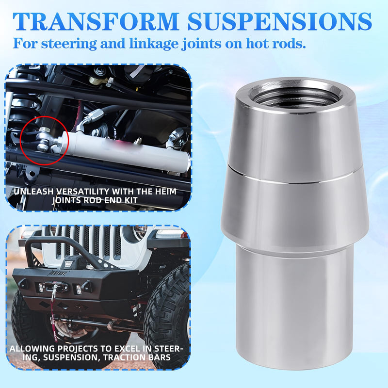 [Australia - AusPower] - 3/4"-16 RH & LH Threaded-Weld-in-Bung Tube-Adapter Kit Fits 0.120 Wall Tube Heim Joints,Fits Tube Size: 1 1/4" OD x 0.120" Wall x 1" ID. ﻿ 