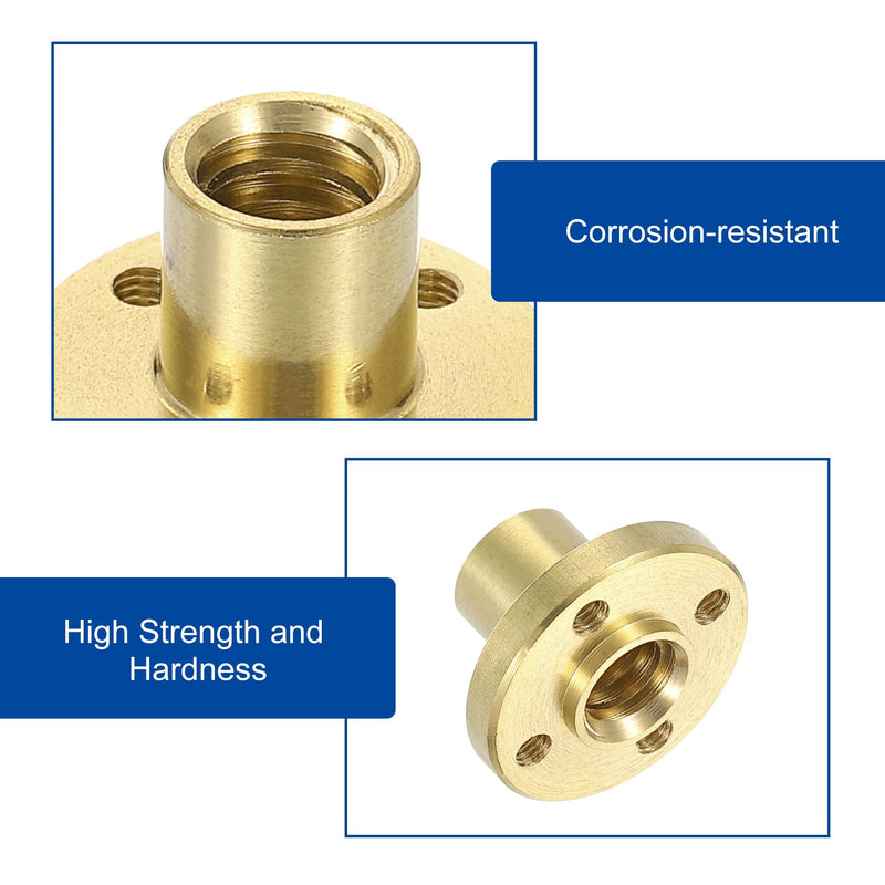 [Australia - AusPower] - uxcell 4 Pcs Tr8x2 Lead Screw Brass Nut, Trapezoidal Nut Linear Screw Acme Thread Screw Replacing Brass Nut (2mm Pitch, 1 Start, 2mm Lead) for 3D Printer Accessories 
