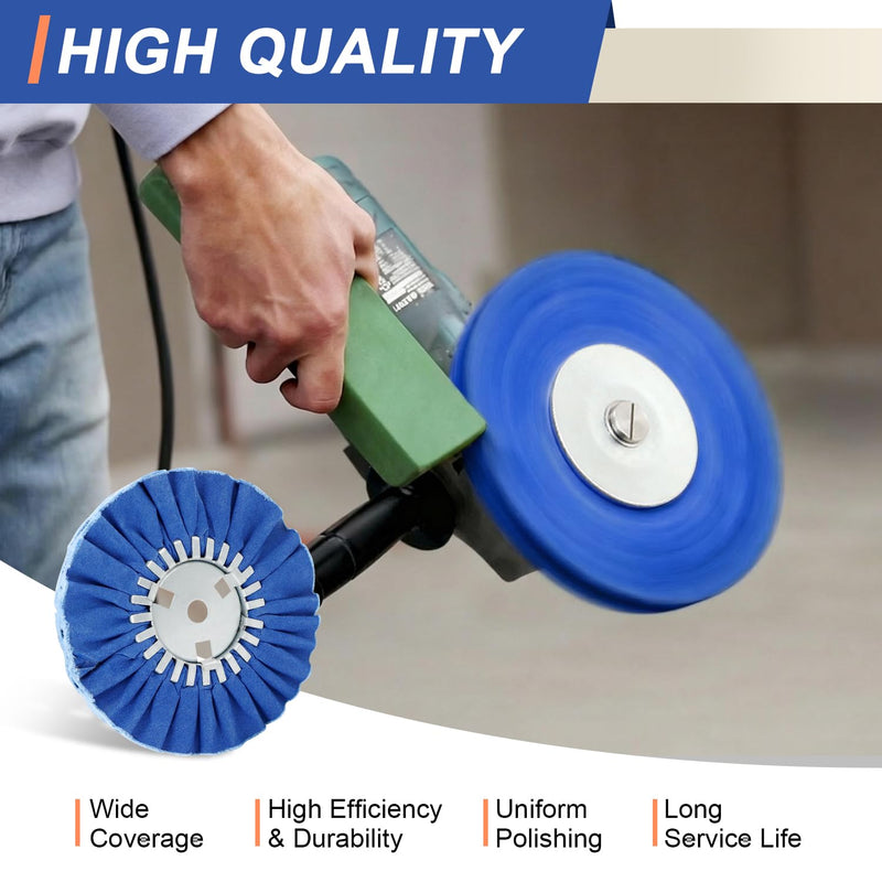 [Australia - AusPower] - 8" White Airway Buffing Wheel,5/8'' Arbor Hole,16 Plys/Fine Polishing for Angle Grinder,2PCS 16plys Fine 2pcs 