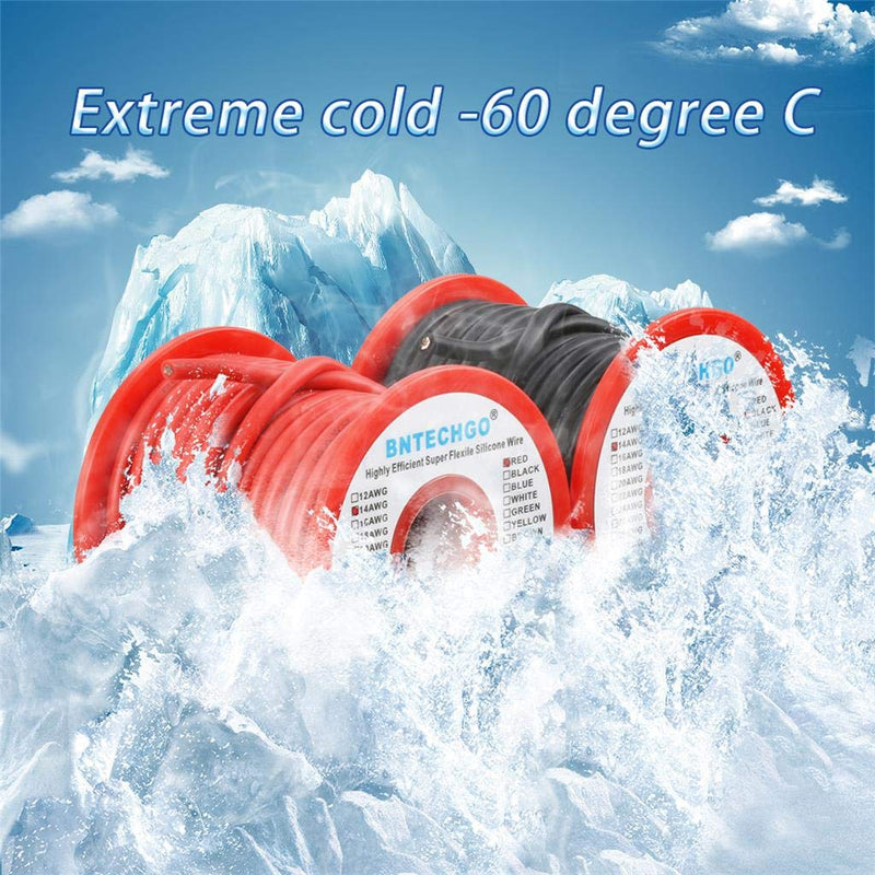BNTECHGO 14 Gauge Silicone Wire Spool red and Black Each 40ft Flexible 14 AWG Stranded Tinned Copper Wire silicone wire red 40ft and black 40ft