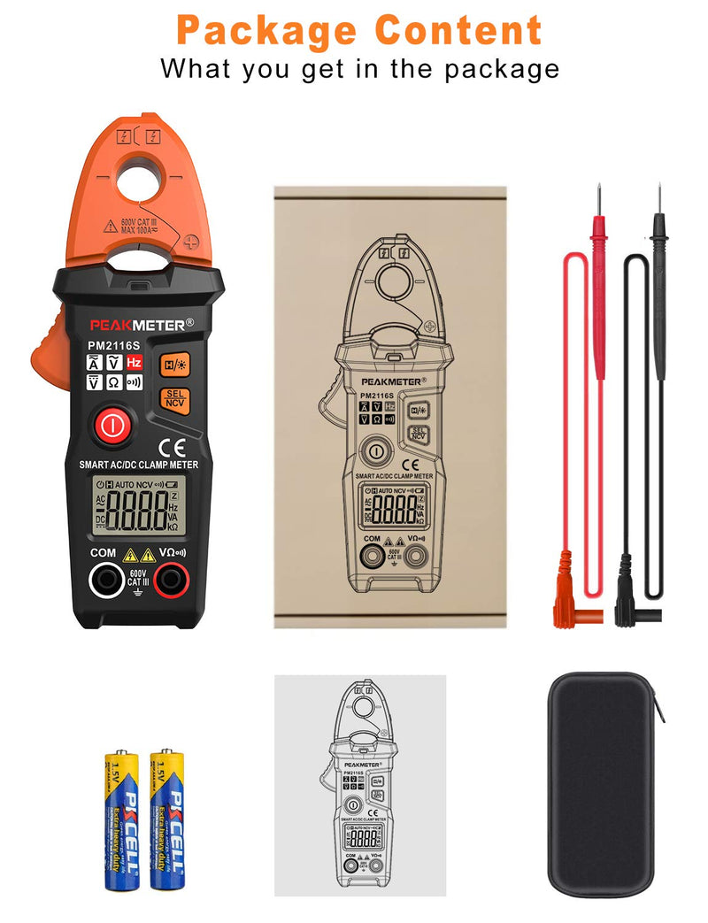 Full-Automatic Clamp Meter, TRMS 6000 Counts Multimeter with AC/DC Voltage & Current, Resistance, Continuity, Frequency, Detect; Auto-ranging Amp Volt Ohm Meter Voltage Tester with NCV