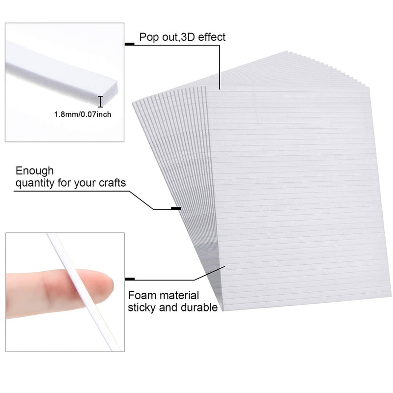 [Australia - AusPower] - Outus 1000 Pieces Foam Sticky Strips Double Sided Dual-Adhesive 3D Foam Tapes Pop Strips Adhesive Mount for Shaker Card Scrapbooking, 20 Sheets 