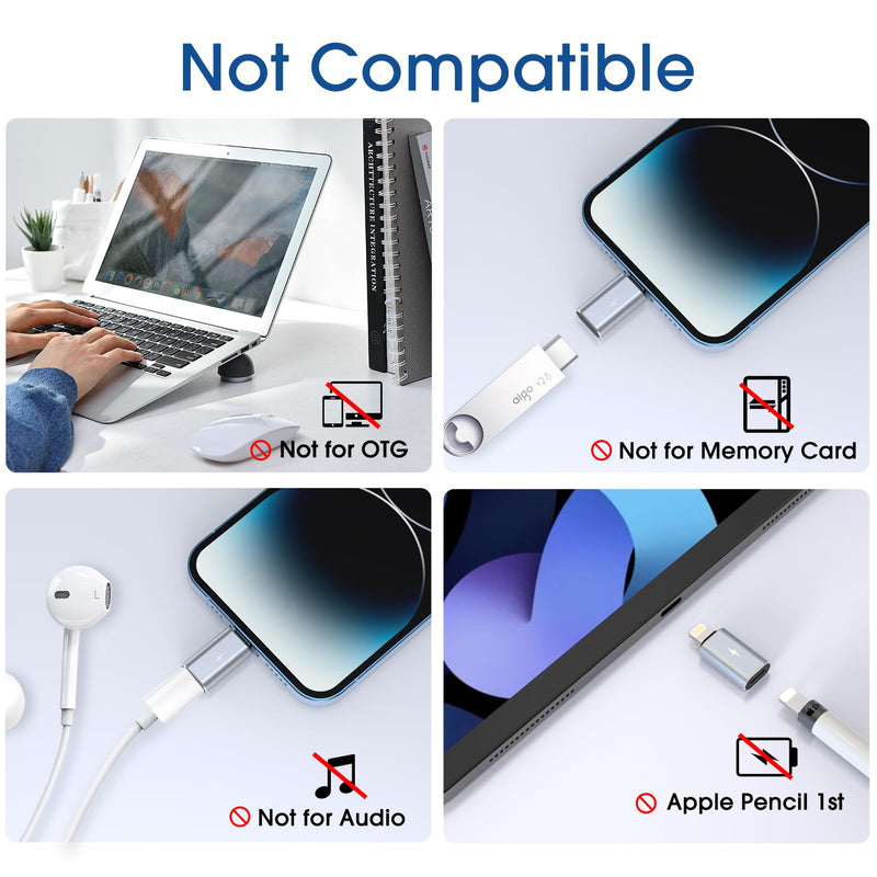[Australia - AusPower] - TechMatte USB C Type C to Lightning Adapter Cable, [2 Pack] 1.8-2.2A 15W Fast Charging Support Data Sync, Compatible for iPhone iPad iPod AirPods, Not for Headphones/OTG Android, with Anti-Lost Holder 2 Pack Grey 