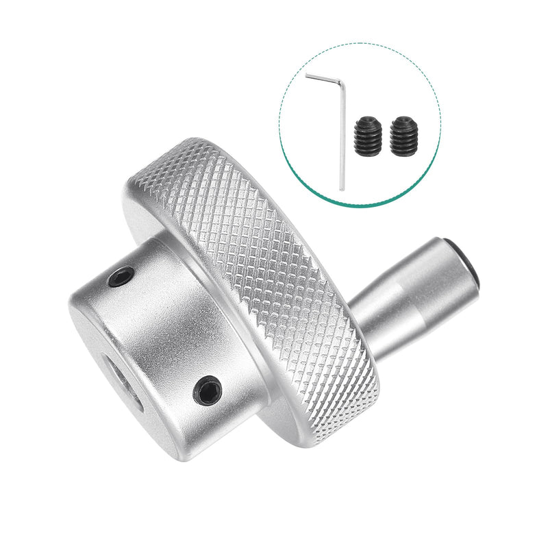 [Australia - AusPower] - HARFINGTON Aluminum Alloy Handwheel 40mm OD 8mm Bore Lathe Hand Wheel with Rotate Handle Aluminum Milling Machine Handle with Wrench and 2pcs Screws for Milling Machine Lathe, Silver Tone 40mm x 8mm 