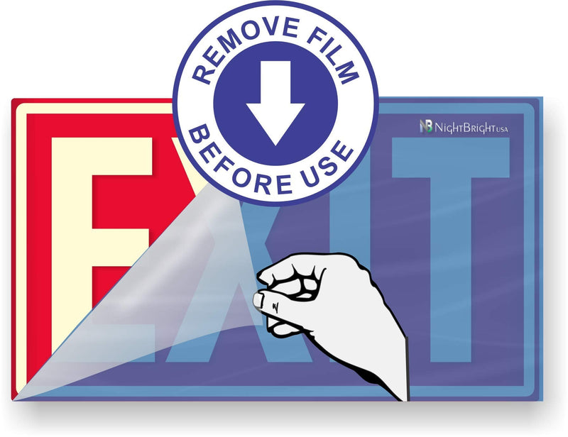 Photoluminescent Exit Sign (Red) / Pack of 2 / UV Inks on Aluminum. Heat Resistant | Cold Tolerant | Weather Proof. MADE IN USA.