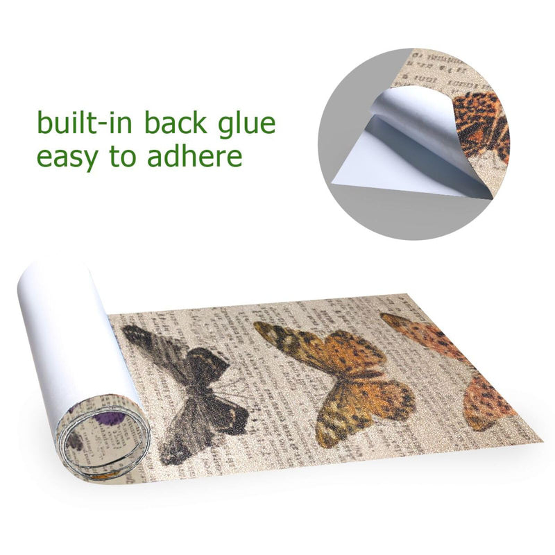 Skateboard Grip Tape Sheet 33.1 x 9.1 Inch Longboard Grip Tape Griptape Skateboard Scooter Sandpaper Griptape Beige Vintage Butterflies