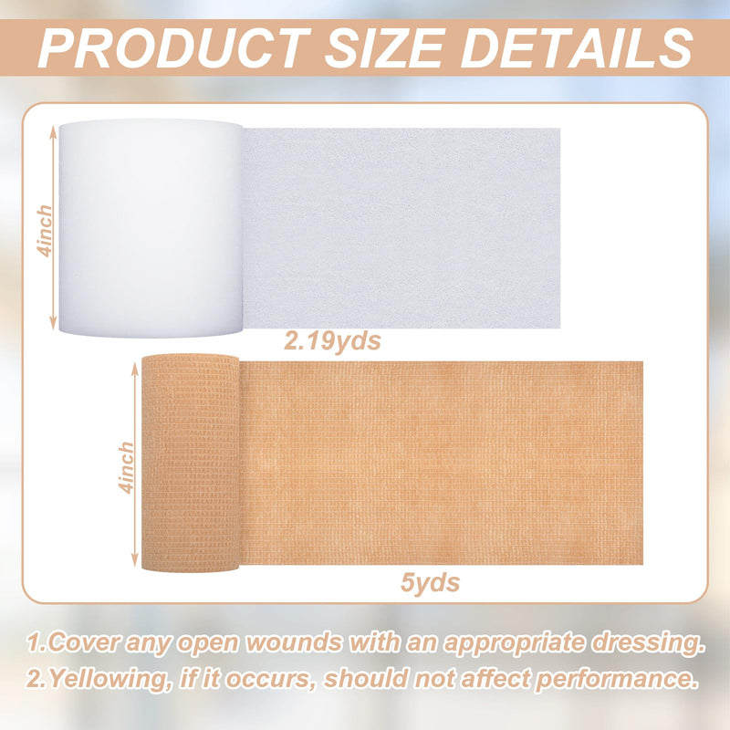 [Australia - AusPower] - Geiserailie 4 Pcs 2 Layer Compression Bandage System Lymphedema Wraps for Legs Compression Wraps Lower Leg System Medical Foam Bandage for UNA Boot Edema 