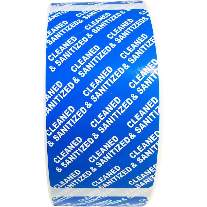 Blue Cleaned and Sanitized Tamper Evident Seals, 2 x 4 Inch, 500 Total Labels