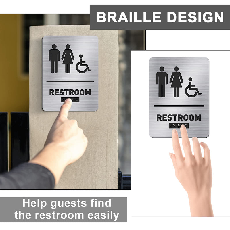 [Australia - AusPower] - Oudain All Gender Restroom Sign Unisex Handicap Bathroom Sign Braille Bathroom Door Sign by Ada Compliant Raised Icons Wheelchair Restroom Signs for Business Restaurant(1 Piece) 1 